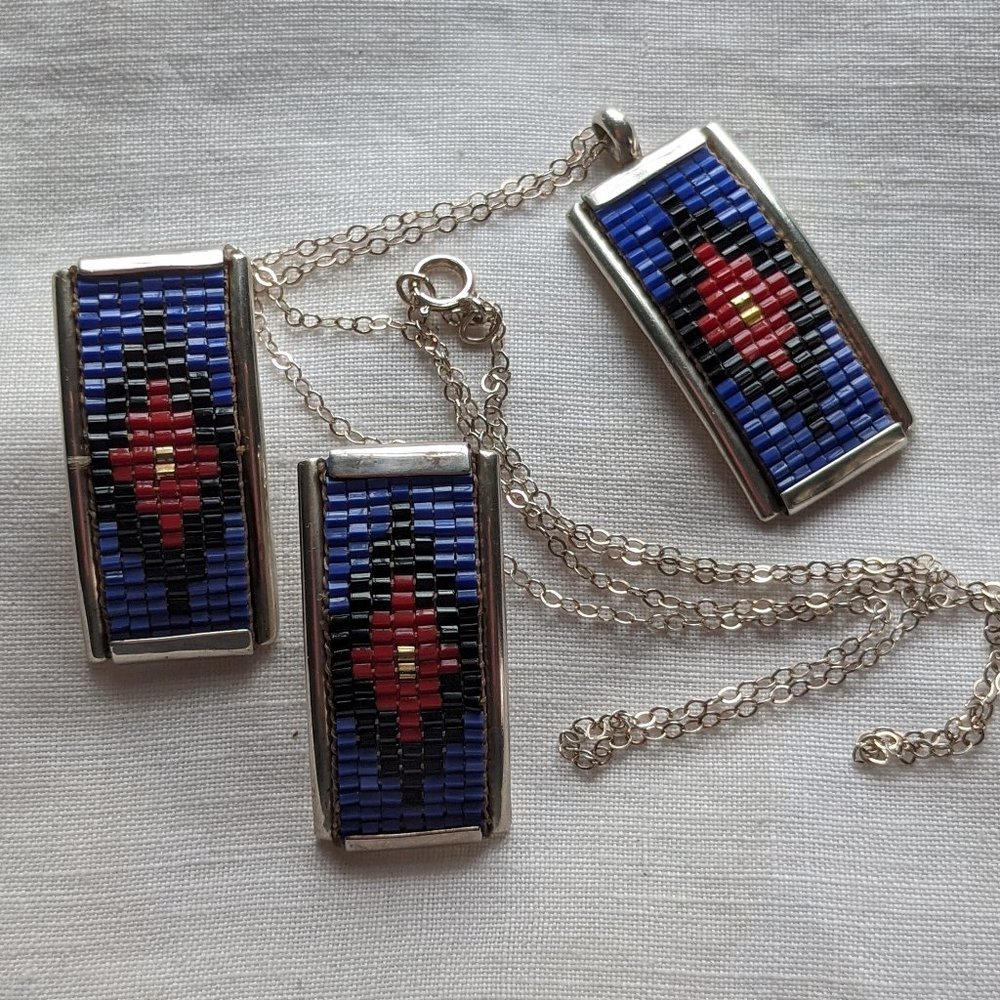 Native American Sterling Silver Earrings and Pendant Signed W/3 ~ Worn Once